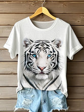 Frauen weiße Tiger Gesicht Spaß Print Freizeit T-Shirts